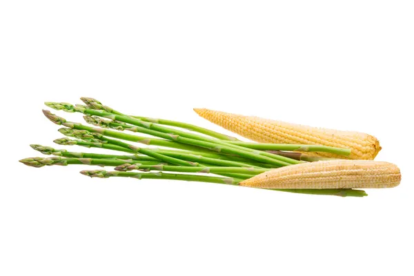 Baby corn with asparagus — Stock Photo, Image