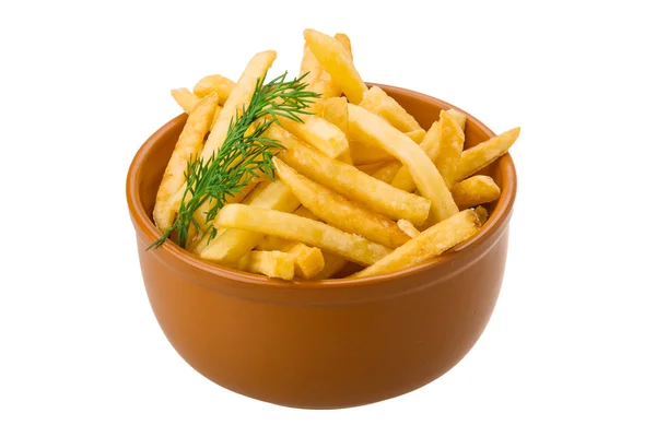 Pommes frites på vit bakgrund — Stockfoto