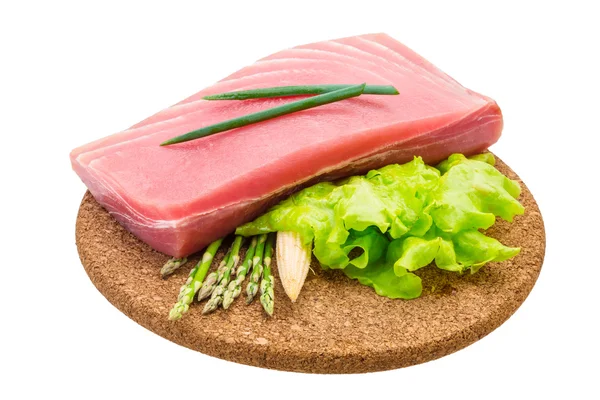 Ruwe tonijnsteakStek surowego tuńczyka — Zdjęcie stockowe
