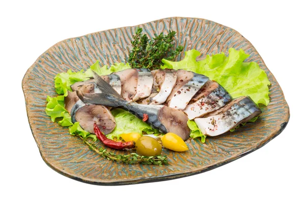 Mackerels salata ve kekik ile — Stok fotoğraf