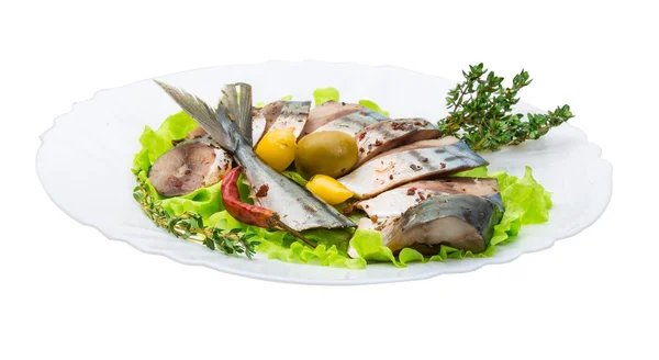 Mackerels salata ve kekik ile — Stok fotoğraf