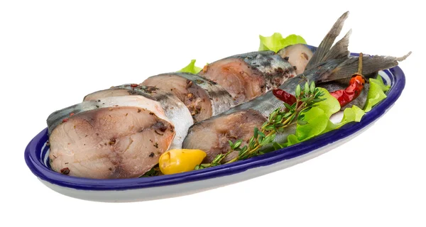 Mackerels with salad — Stock Photo, Image