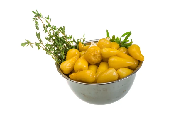Žlutá marinovaná paprika — Stock fotografie