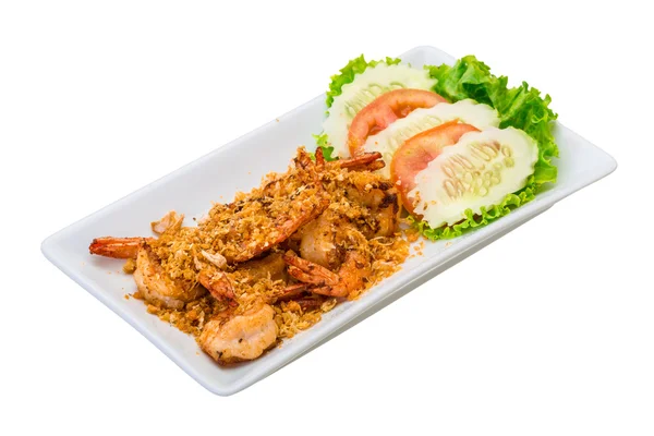 Fried shrimps with garlic — Stock Photo, Image