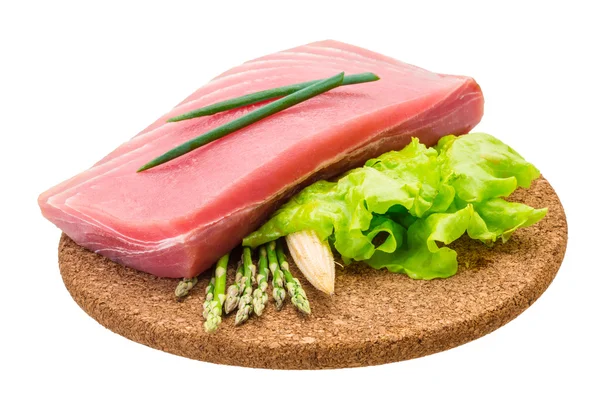Ruwe tonijnsteakStek surowego tuńczyka — Zdjęcie stockowe