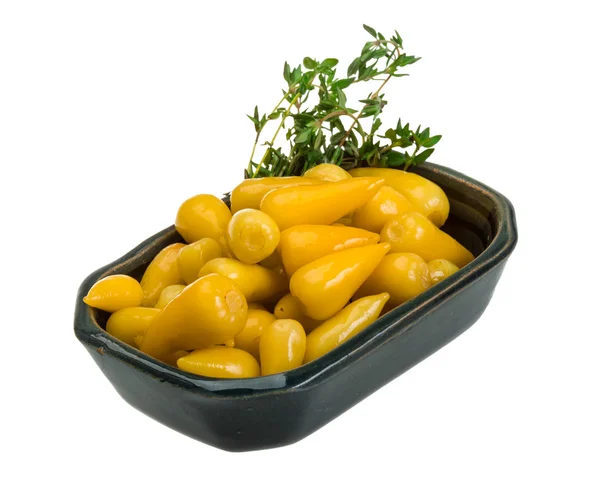 Žlutá marinovaná paprika — Stock fotografie