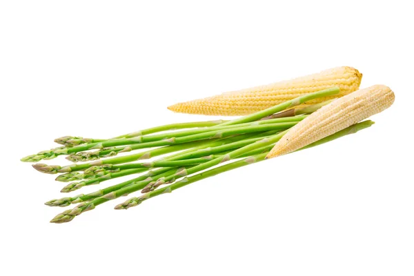 Baby corn with asparagus — Stock Photo, Image