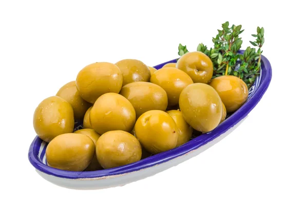 Grønne gigantiske oliven - Stock-foto