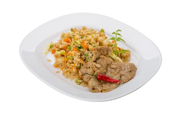 Fried rice with pork — Stock Photo, Image