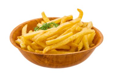 Beyaz arka planda patates kızartması.