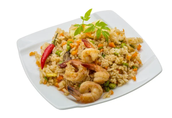 Fried rice with shrimps — Stock Photo, Image