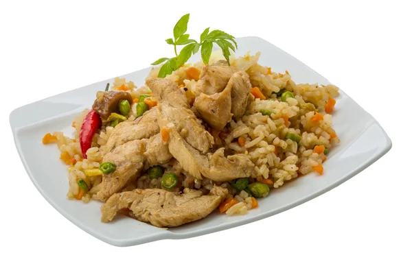 Smažená rýže s kuřetem — Stock fotografie