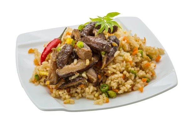 Fried rice with mushrooms — Stock Photo, Image