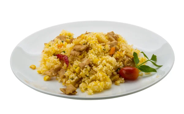 Tavuk ve pineple pirinç — Stok fotoğraf