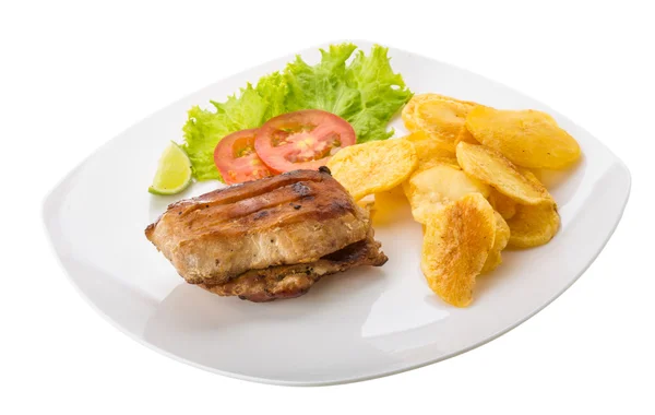 Grilled pork with potato — Stock Photo, Image