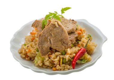 Kızarmış domuz eti pilav