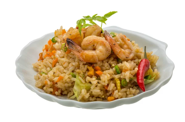 Fried rice with shrimps — Stock Photo, Image