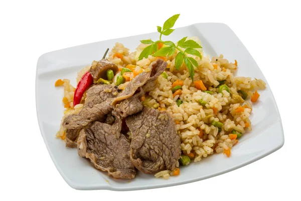 Fried rice with beef — Stock Photo, Image