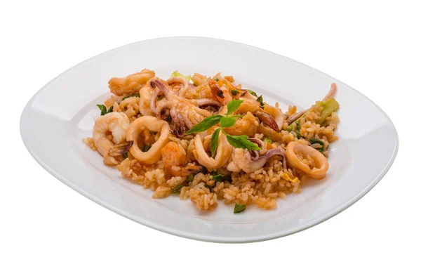 Rice with seafood — Stock Photo, Image