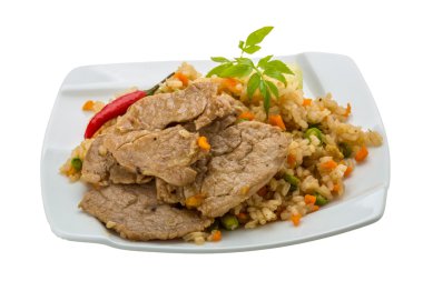 Kızarmış domuz eti pilav