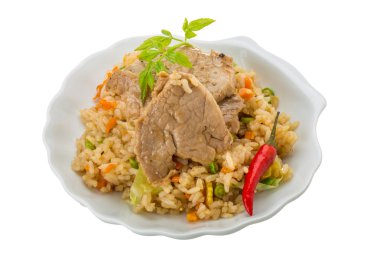 Kızarmış domuz eti pilav