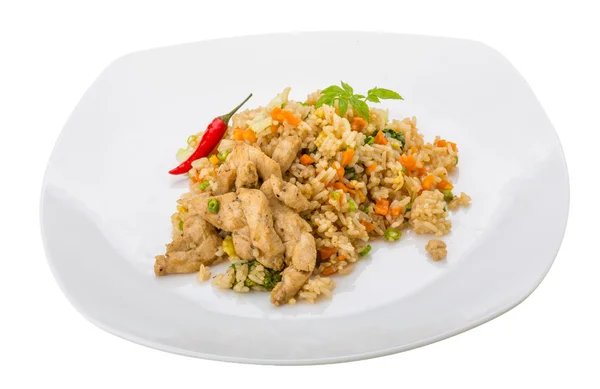 Fried rice with chicken — Stock Photo, Image