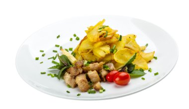Kızarmış domuz patates ile
