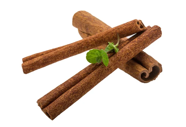 Cinnamon with mint leaf and star-anise — Stock Photo, Image