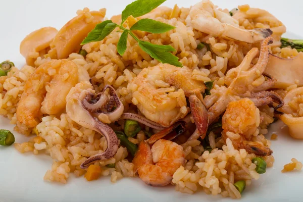 Rice with seafood — Stock Photo, Image