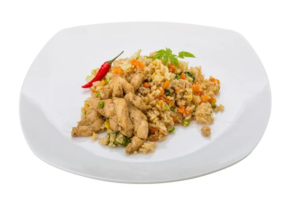Ryż smażony z kurczakiem — Zdjęcie stockowe