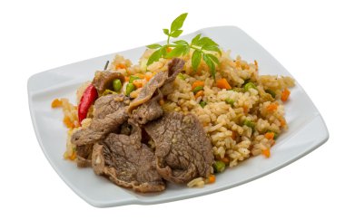 Biftekli kızarmış pirinç.