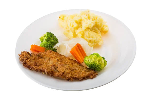 Schnitzel with potato — Stock Photo, Image