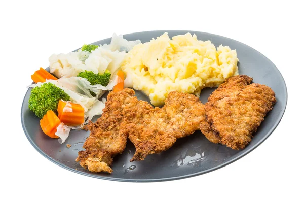 Schnitzel with potato — Stock Photo, Image