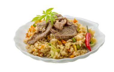 Biftekli kızarmış pirinç.