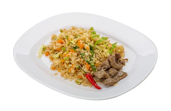 Nasi goreng dengan daging sapi — Stok Foto