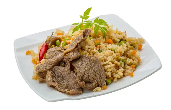 Fried rice with beef — Stock Photo, Image