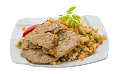 Kızarmış domuz eti pilav