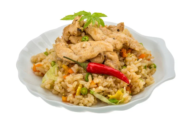 Τηγανητό ρύζι με κοτόπουλο — Φωτογραφία Αρχείου