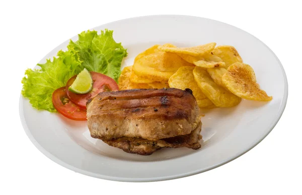 Gegrilltes Schweinefleisch mit Kartoffeln — Stockfoto