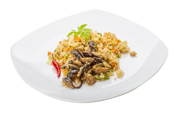 Arroz frito con champiñones — Foto de Stock