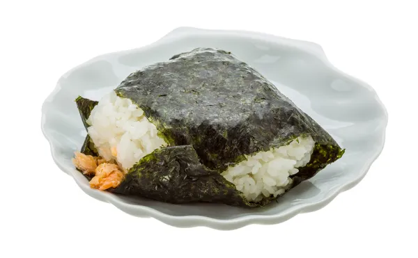 Японский рисовый шар с лососем — стоковое фото