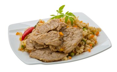 Kızarmış domuz eti pilav