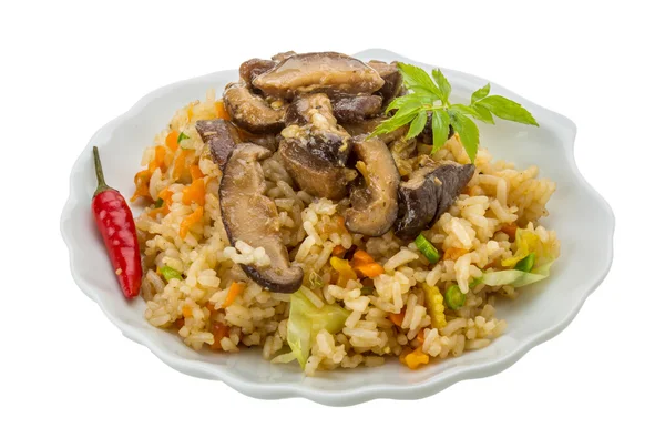 Fried rice with mushrooms — Stock Photo, Image