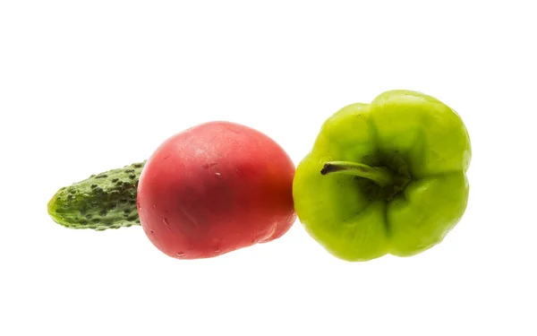 Tomate, pimenta e pepino — Fotografia de Stock