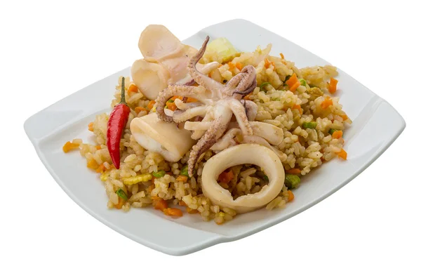 Fried rice with calamari — Stock Photo, Image