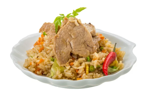 Smažená rýže s vepřovým masem — Stock fotografie