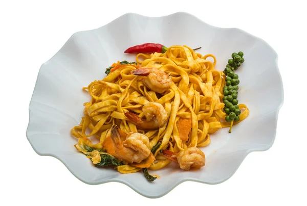 Fried noodles with shrimps — Stock Photo, Image