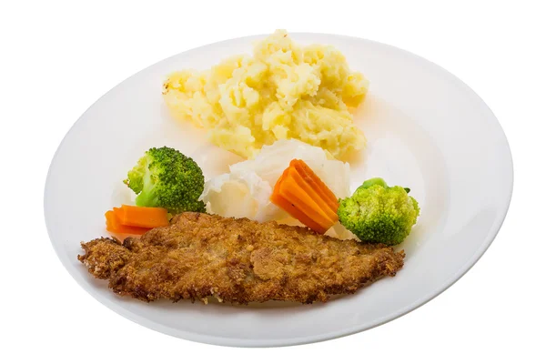 Schnitzel on plate — Stock Photo, Image