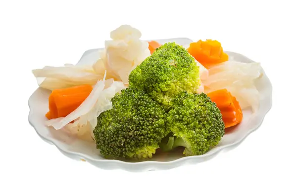 Repolho cozido e brócolis — Fotografia de Stock