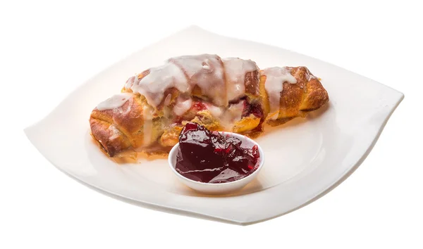 Croissant with jam — Stock Photo, Image